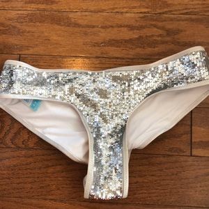 Sequin cheeky bikini bottom